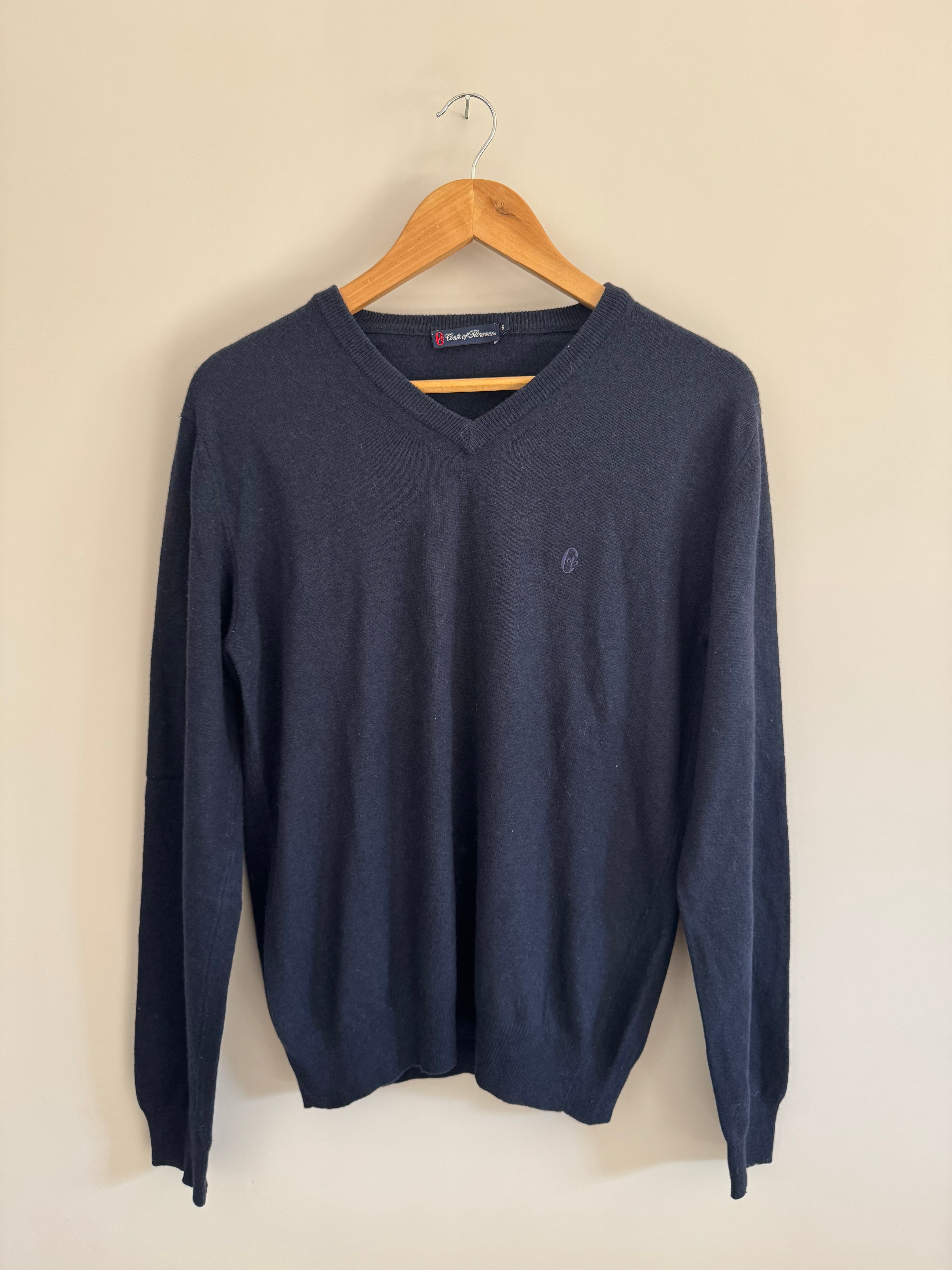 CONTE OF FLORENCE V-NECK SWEATER - NAVY BLUE - S