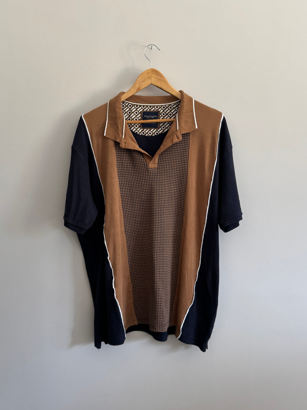 Denim & Flower Colourblock Polo Shirt - XL