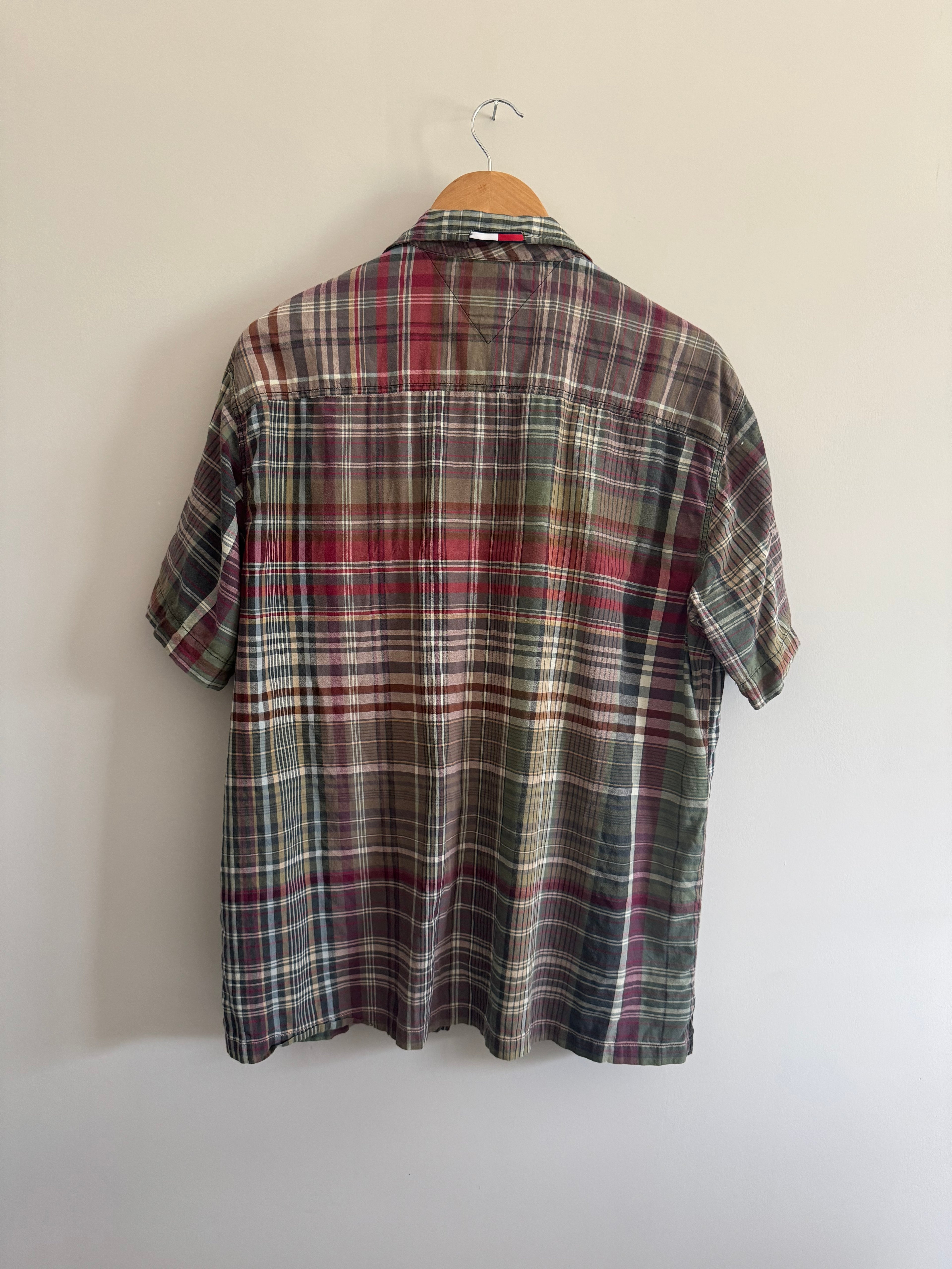90’S VINTAGE TOMMY JEANS MILITARY SURPLUS PLAID SHIRT - L