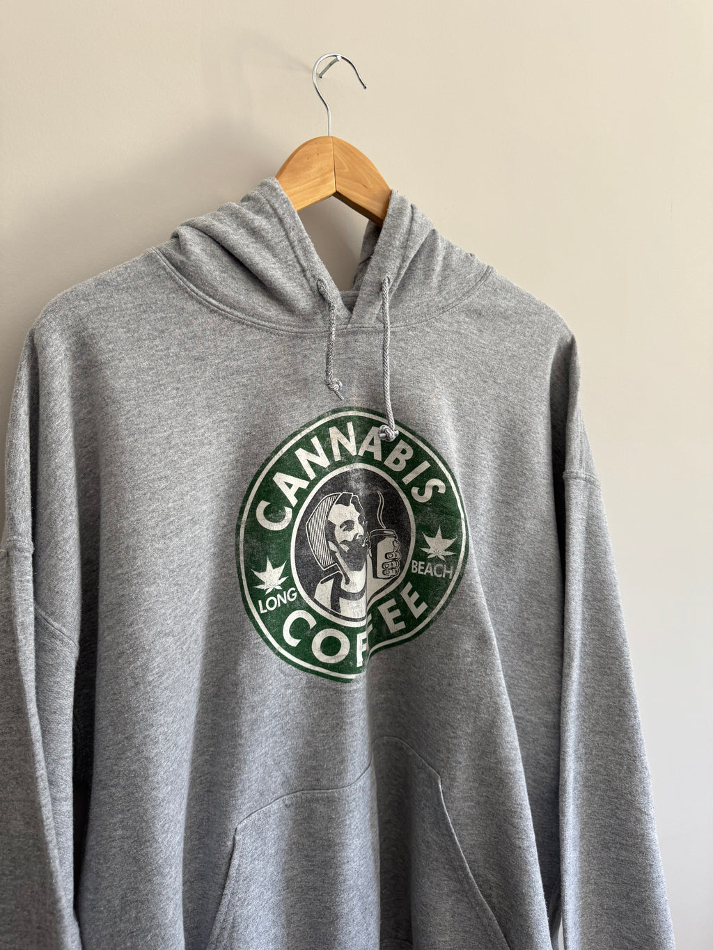 Oversized Cannabis Coffee Long Beach Graphic Hoodie - XL