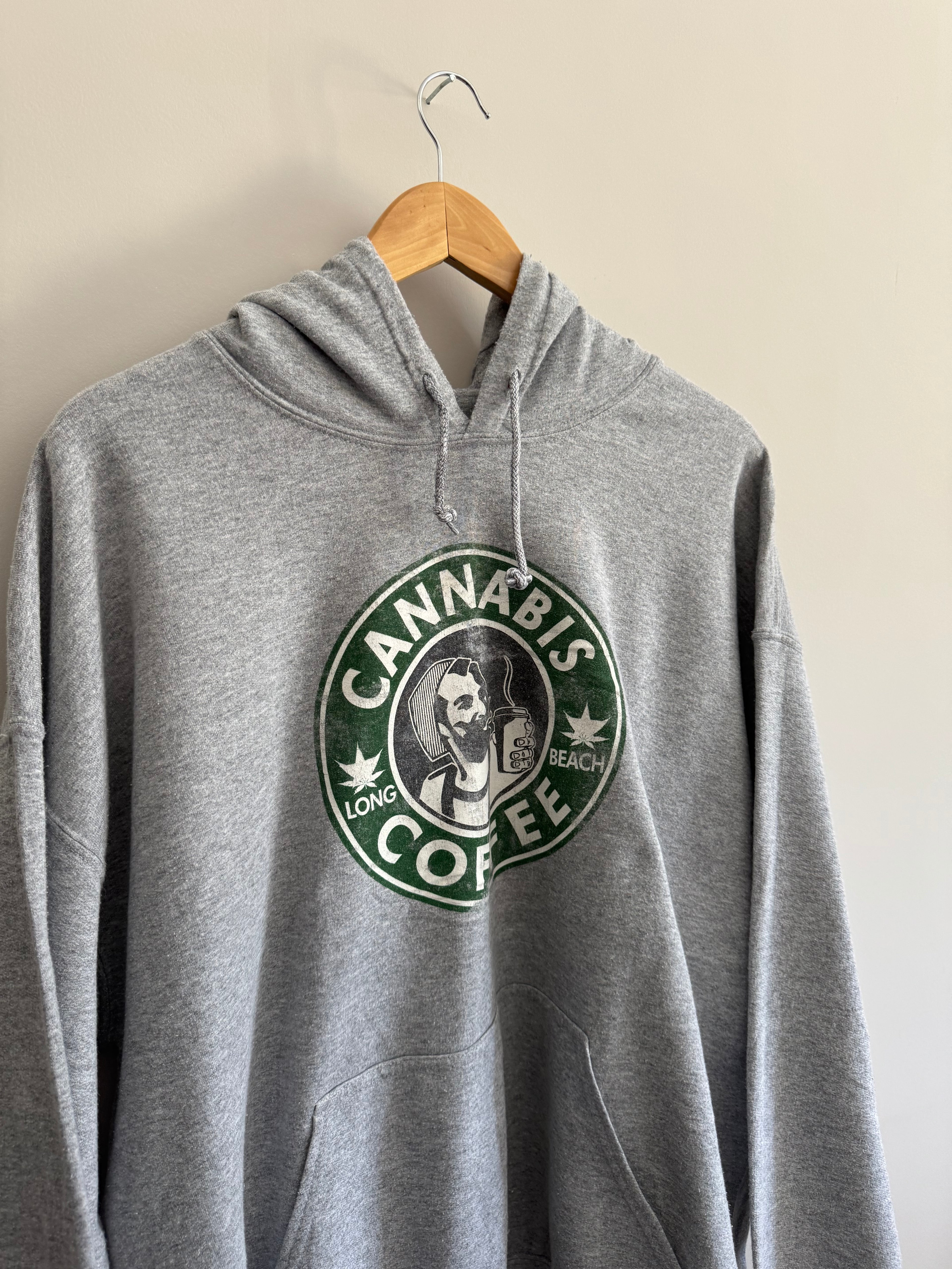Oversized Cannabis Coffee Long Beach Graphic Hoodie - XL