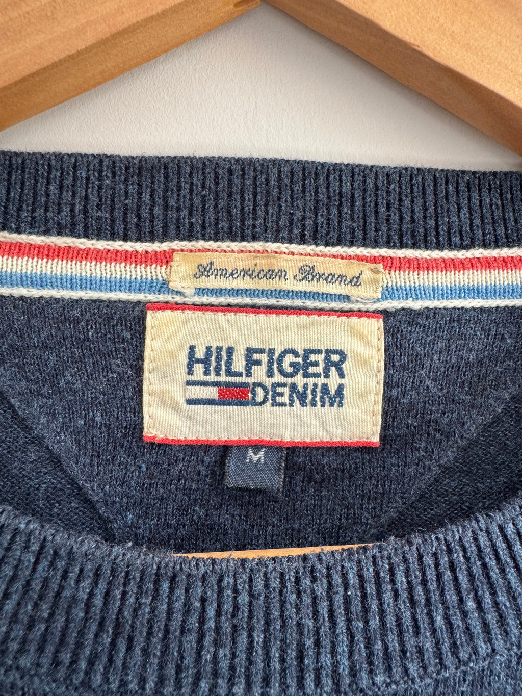 VINTAGE HILFIGER DENIM KNIT NAVY SWEATER - M