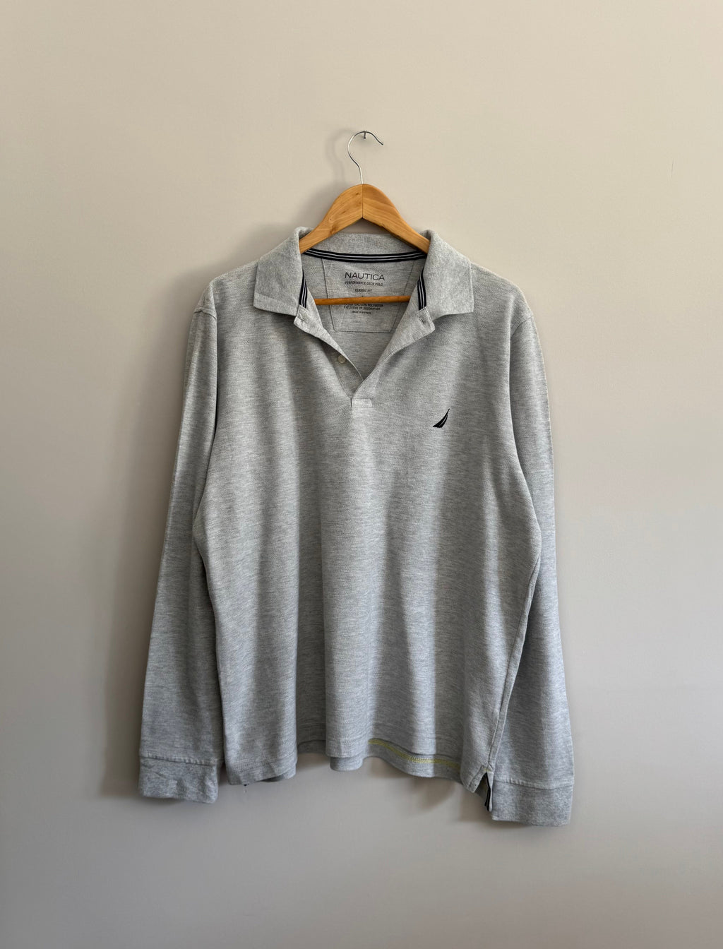 Nautica Performance Deck Long Sleeve Polo Shirt - L