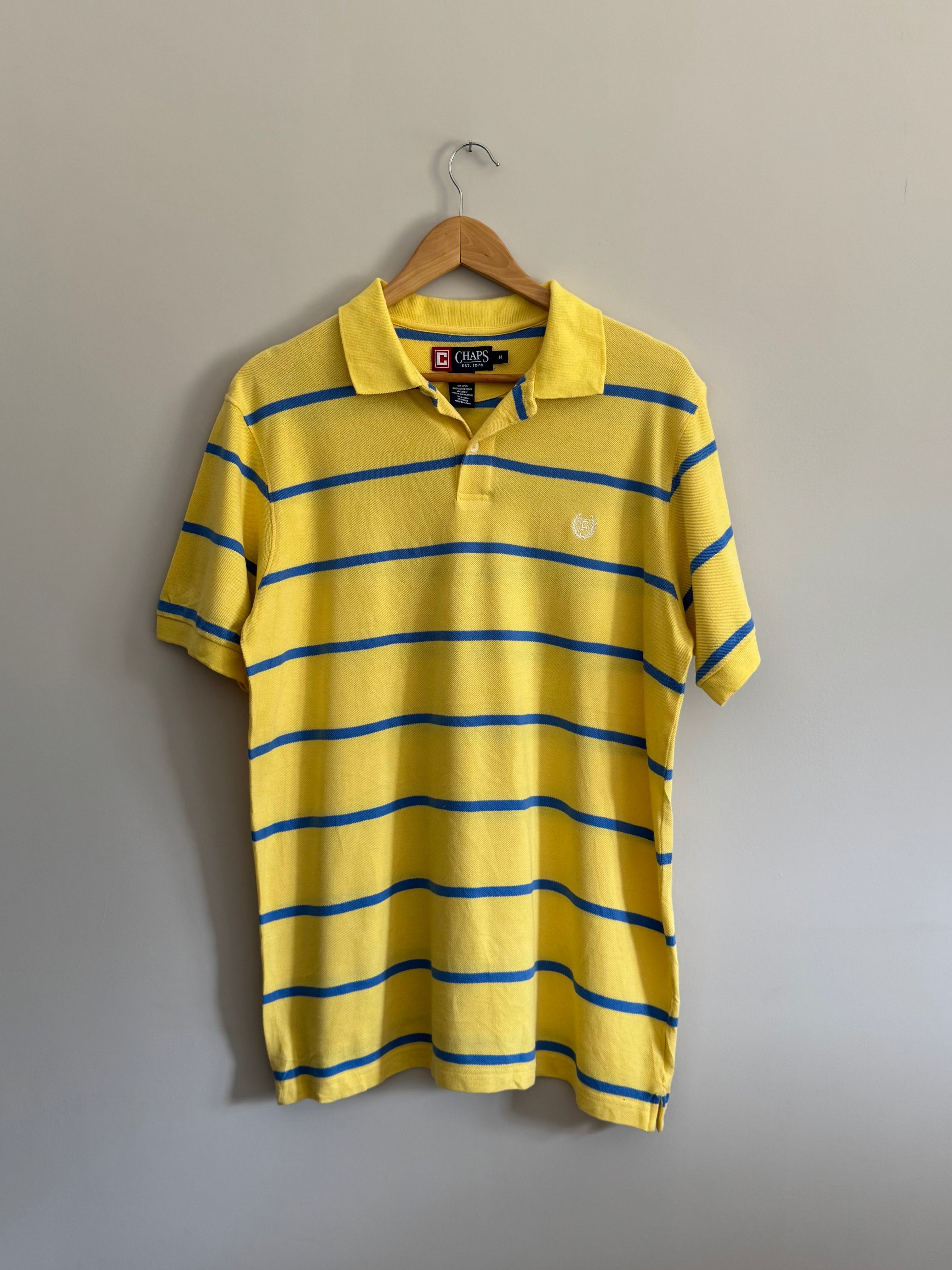 Vintage Chaps Striped Polo Shirt - M