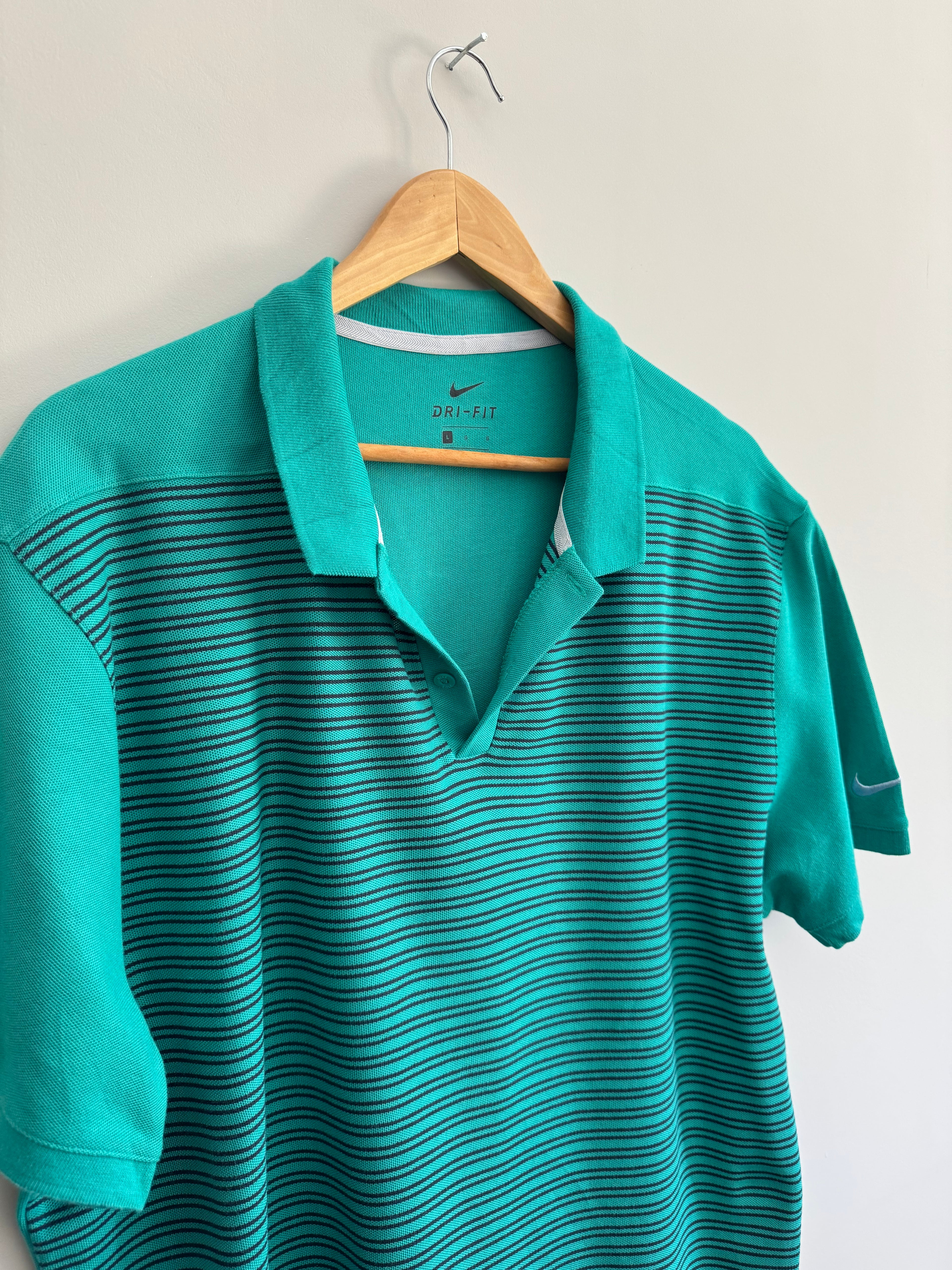 Nike Dri-FIT Striped Golf Polo Shirt - L