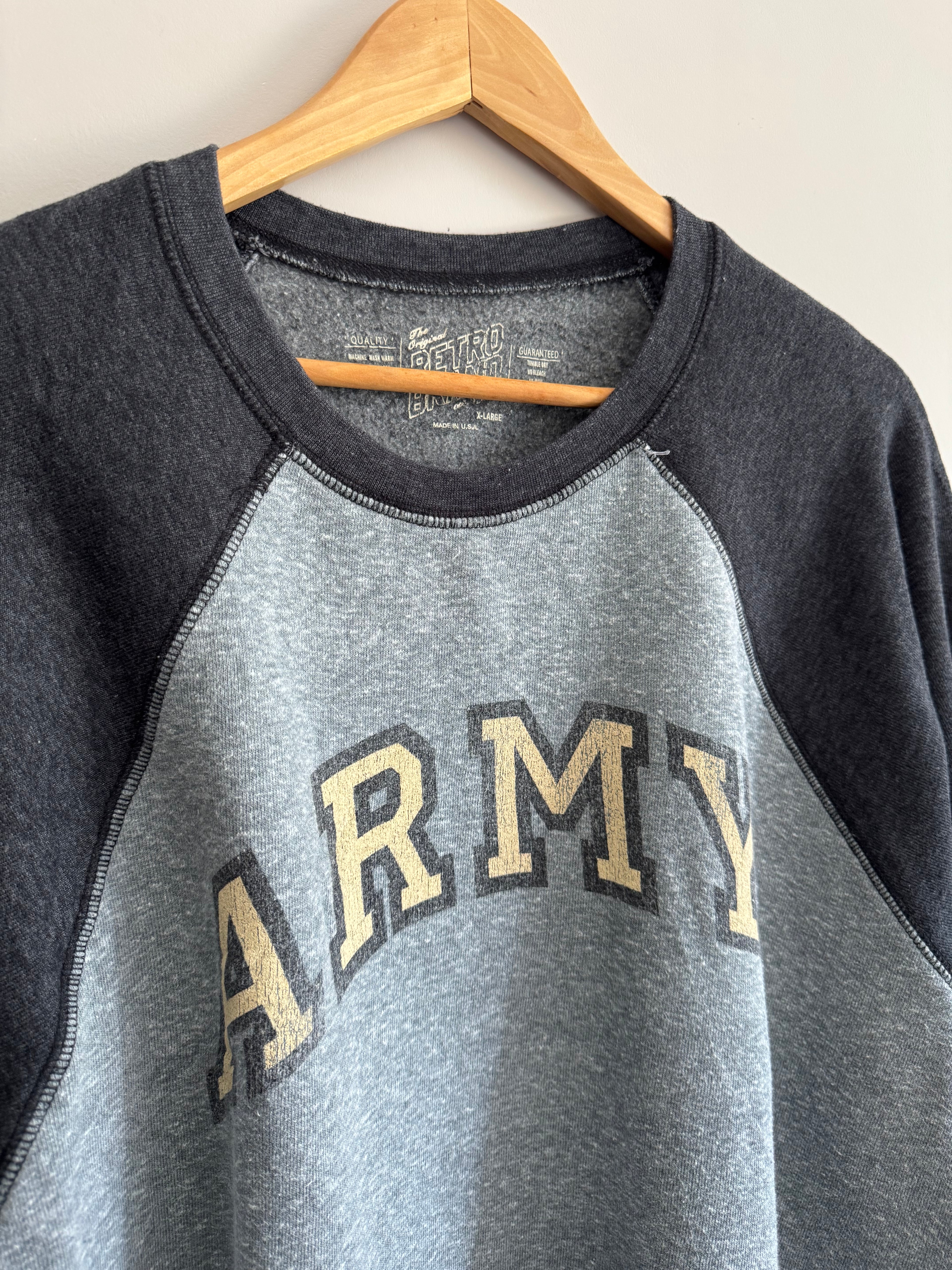 Retro Brand Army Raglan Crewneck Sweatshirt - XL