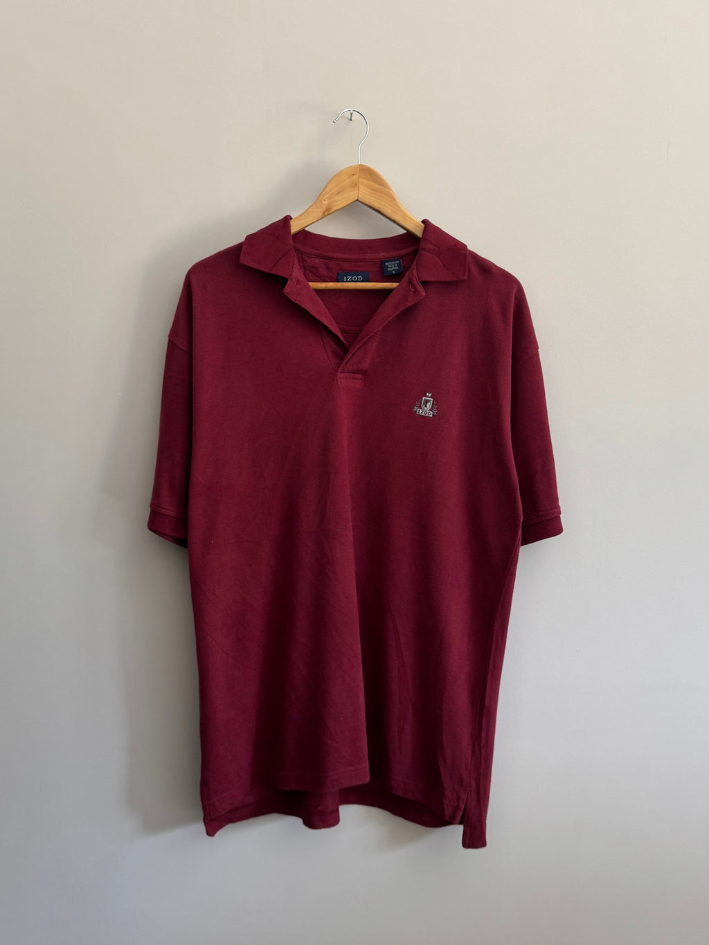 Izod Crest Logo Polo Shirt - Burgundy - S
