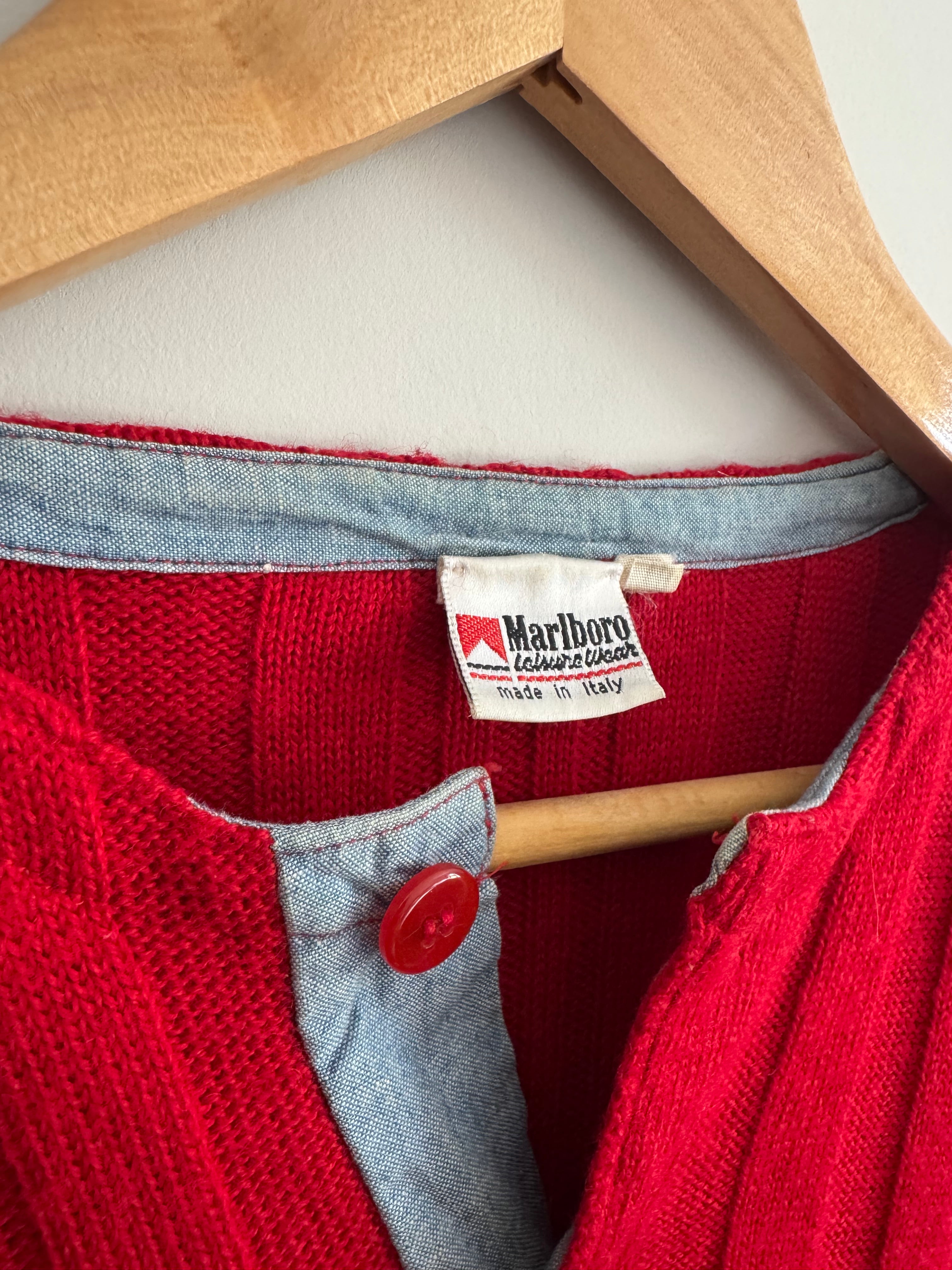 VINTAGE MARLBORO LEISURE WEAR KNIT SWEATER MADE IN ITALY - M