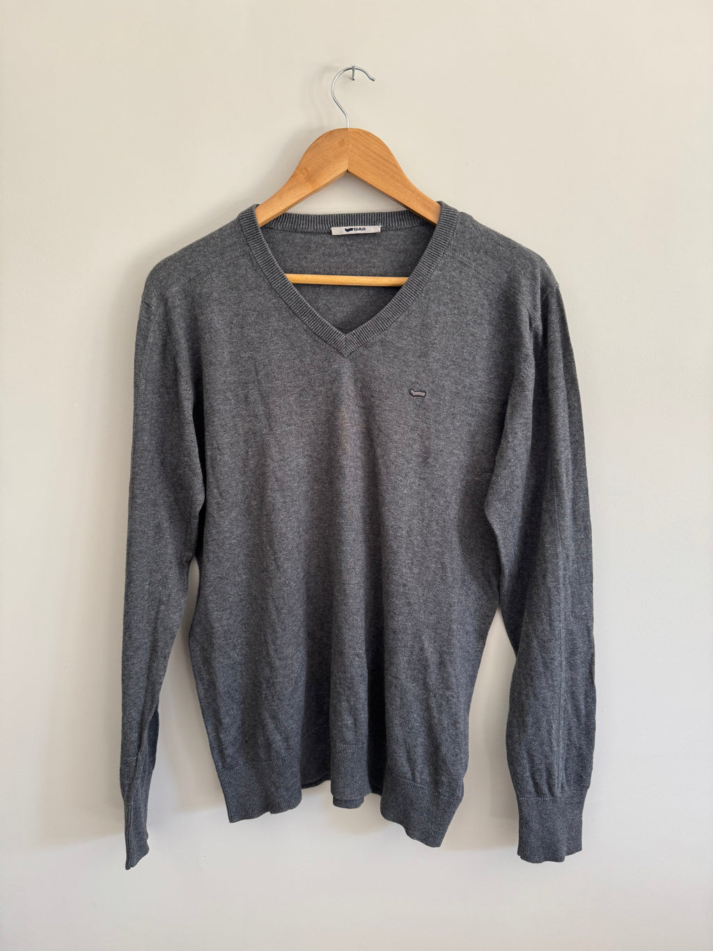 GAS V-NECK SWEATER - GREY - L