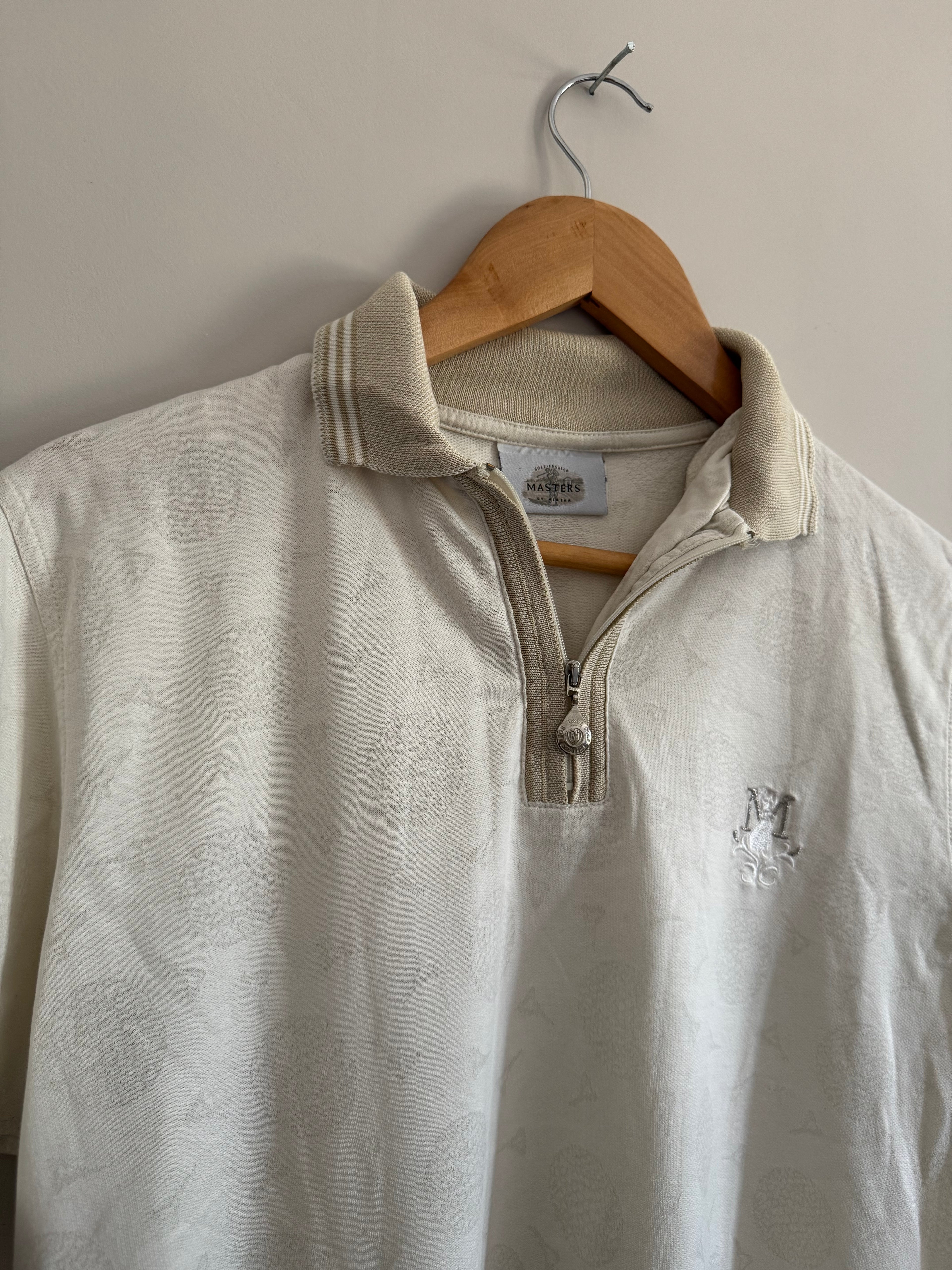 VINTAGE MASTERS BY ALASKA GOLF ZIP POLO - CREAM - L