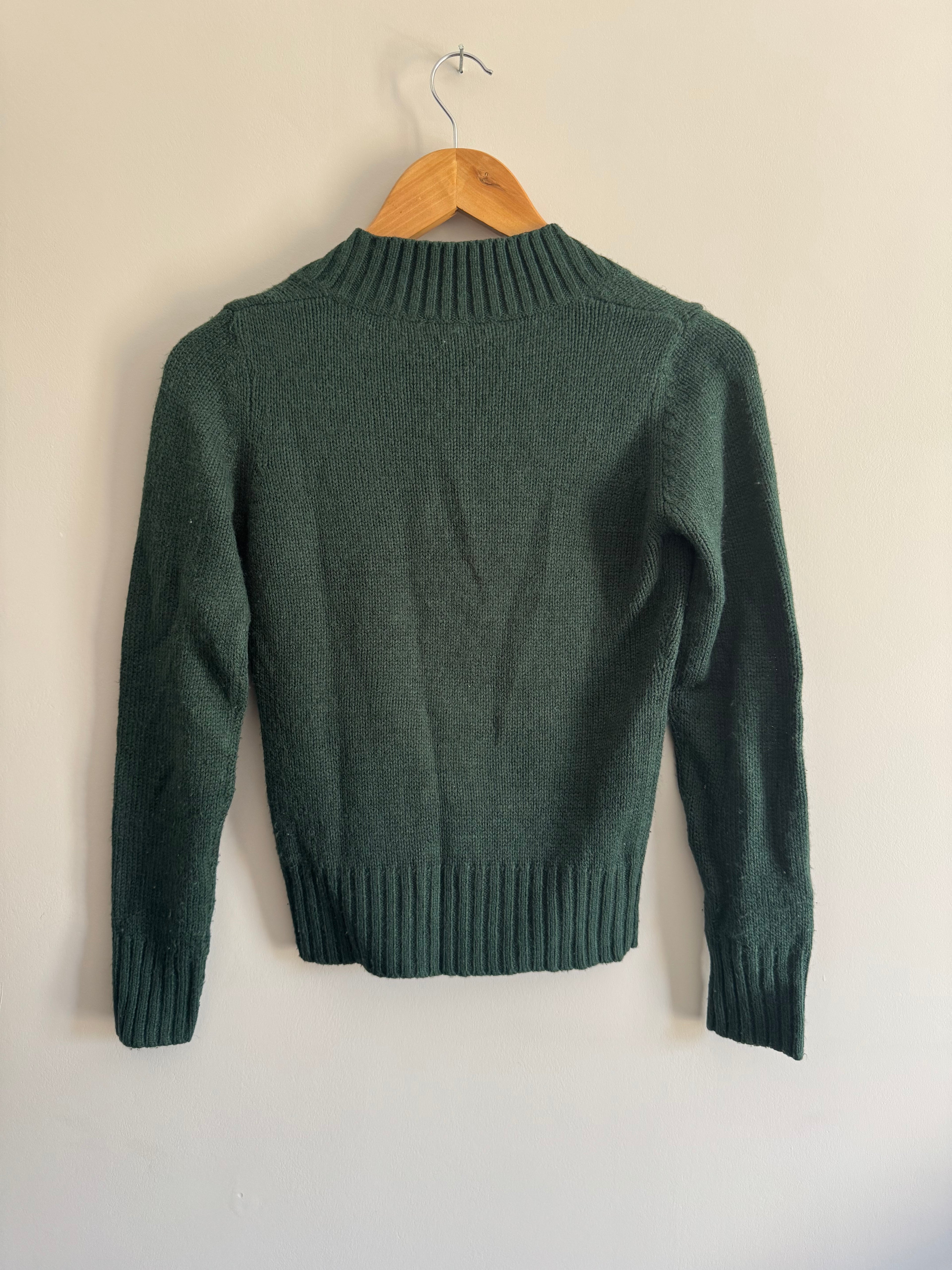 TERRANOVA GREEN V-NECK SWEATER - XS