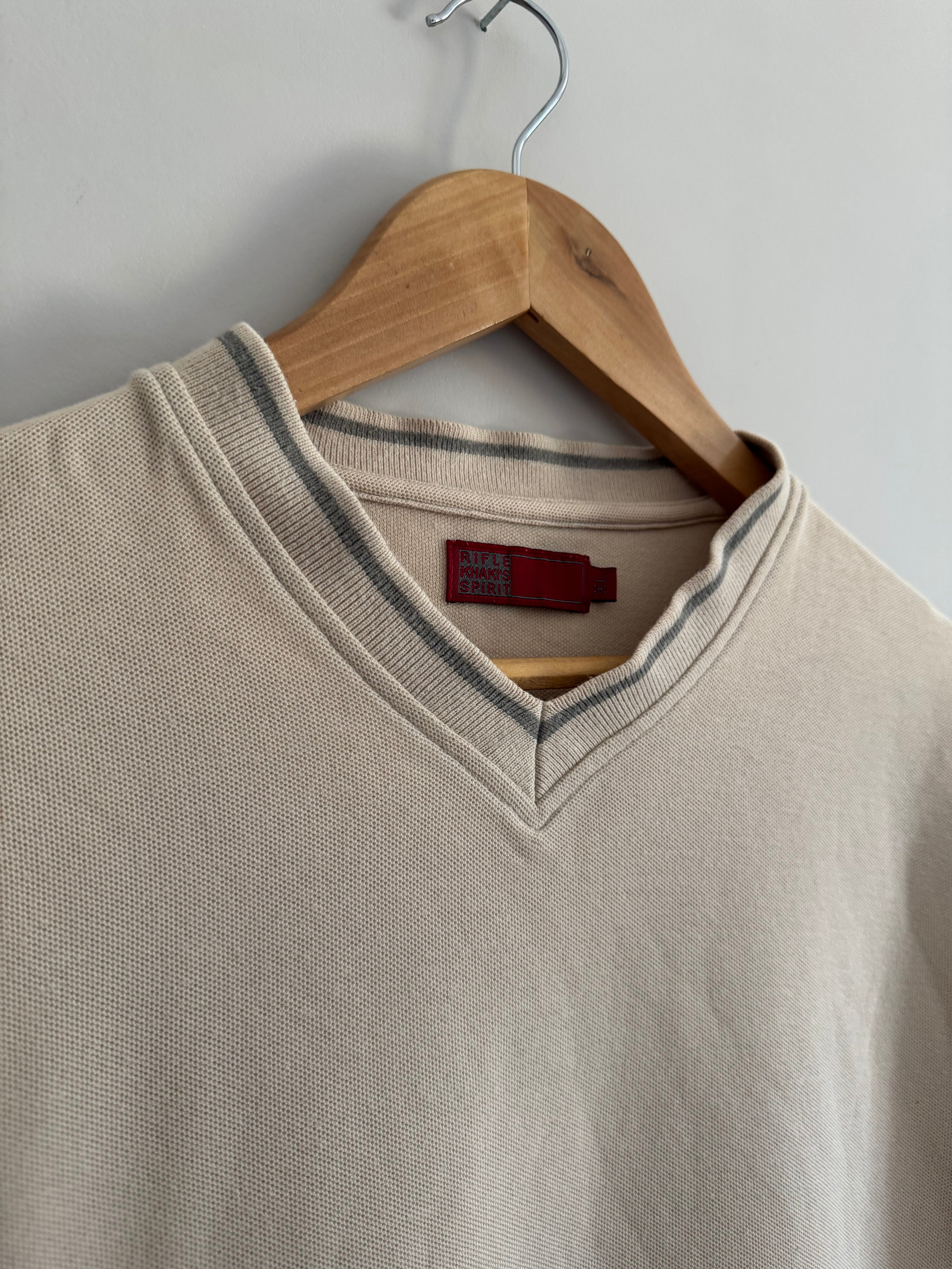 VINTAGE RIFLE KHAKI’S SPIRIT BEIGE V-NECK TEE - XL