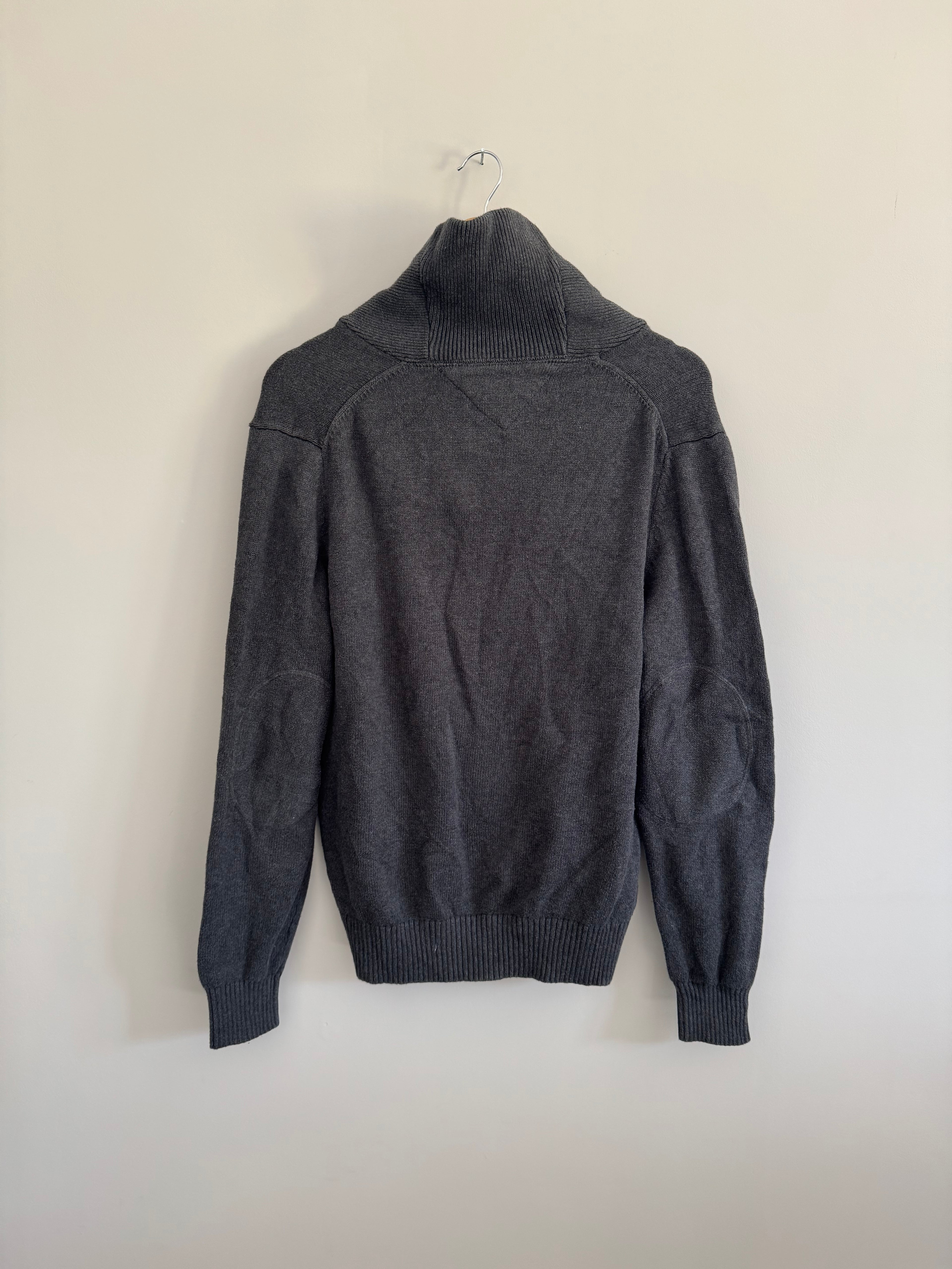 TOMMY HILFIGER SHAWL COLLAR KNIT - GREY - M