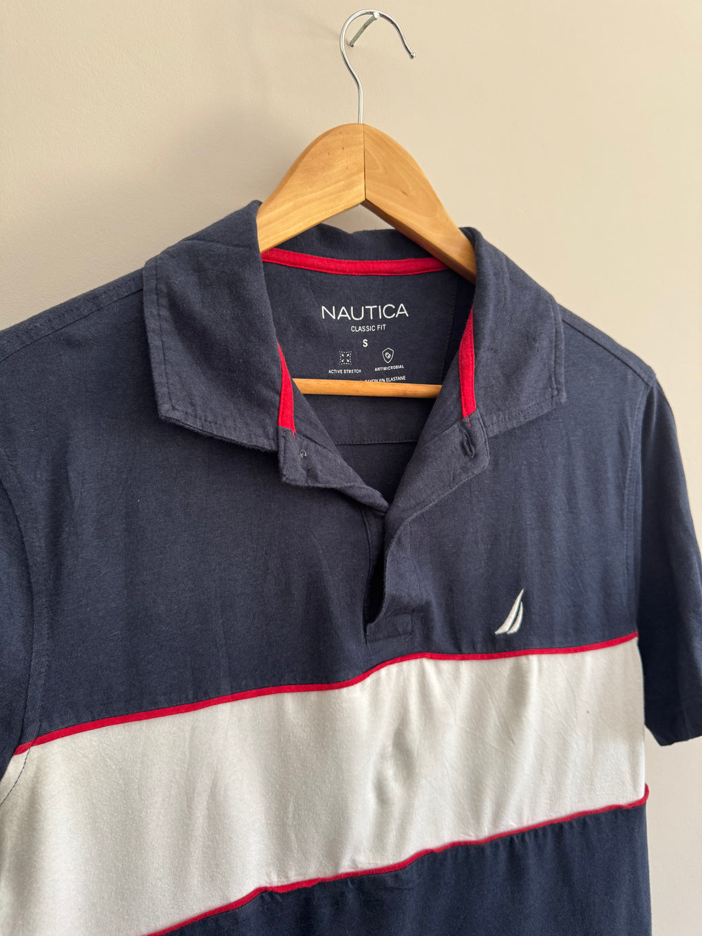 Nautica Classic Fit Striped Polo Shirt - S