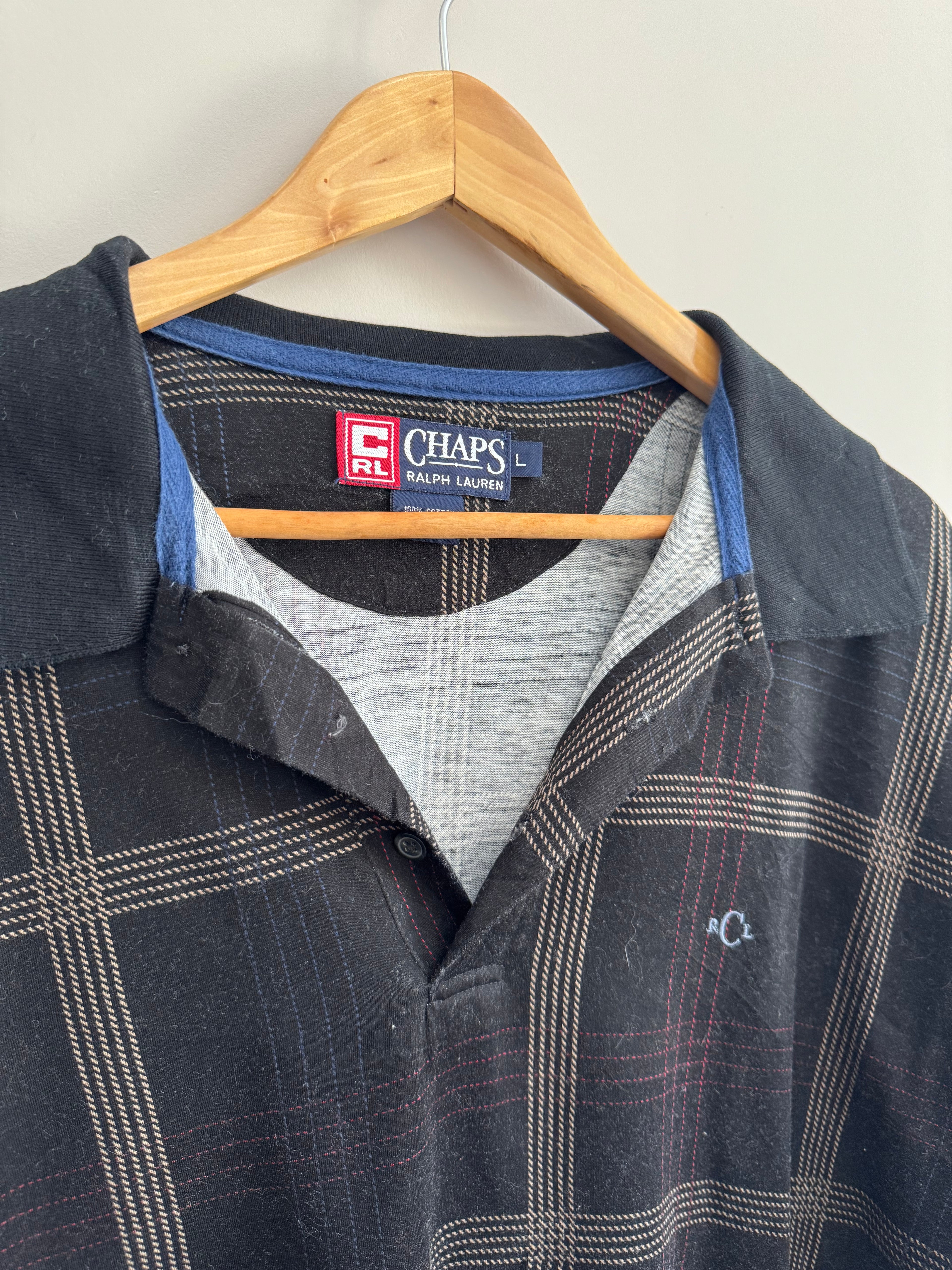 Vintage Chaps Ralph Lauren Plaid Polo Shirt - L