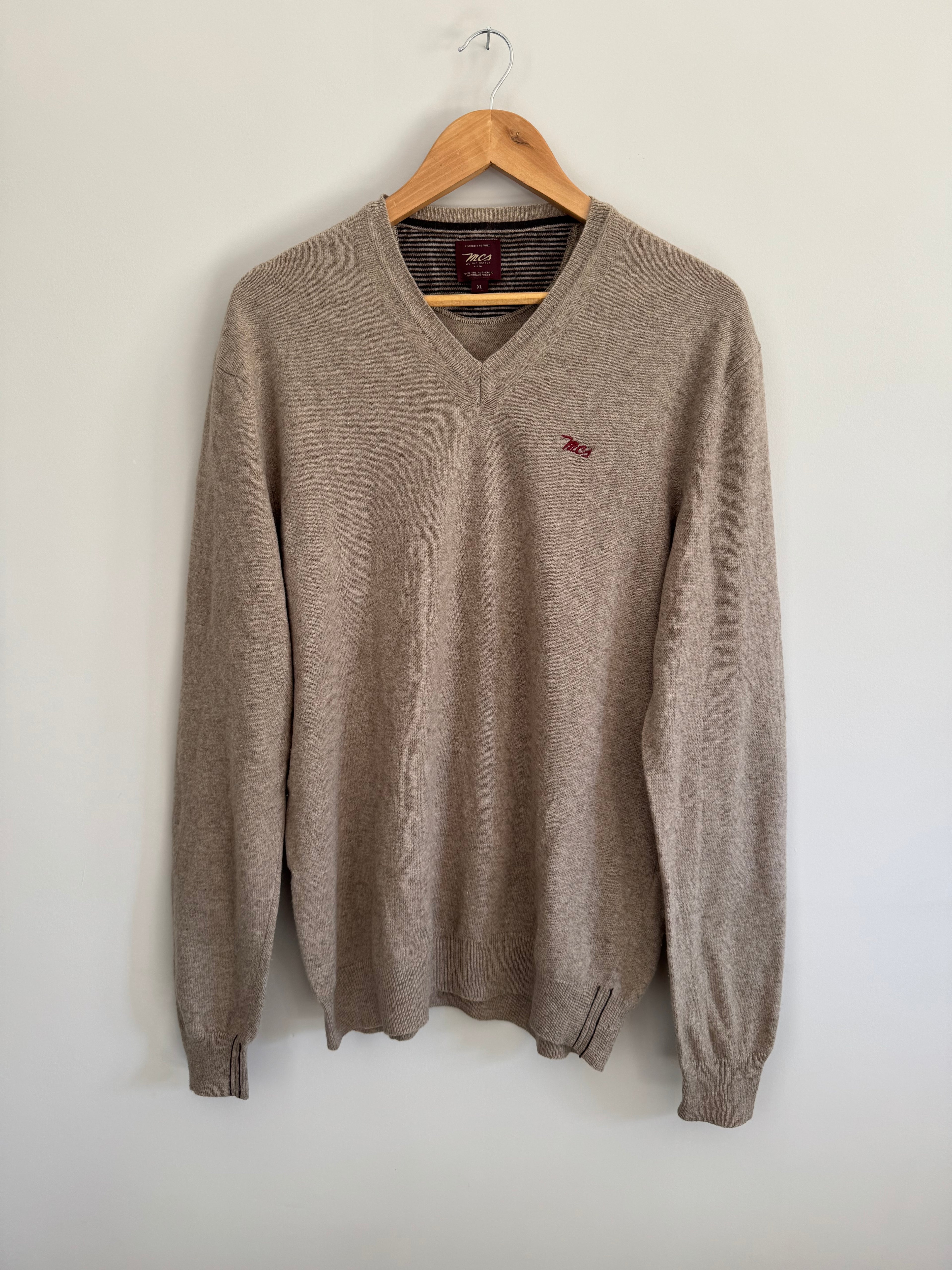 MCS (MARLBORO CLASSICS) BEIGE KNIT SWEATER - XL