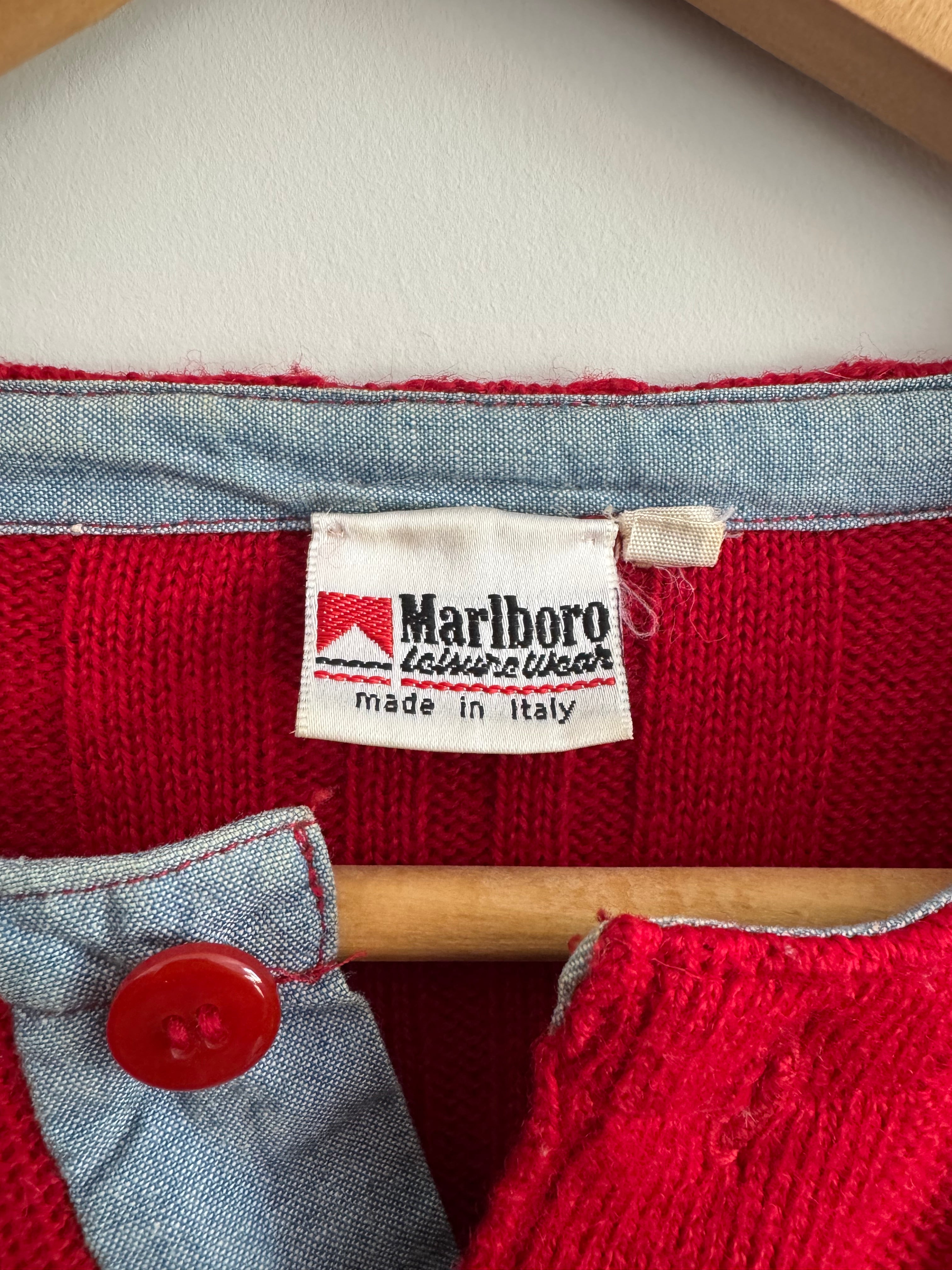 VINTAGE MARLBORO LEISURE WEAR KNIT SWEATER MADE IN ITALY - M