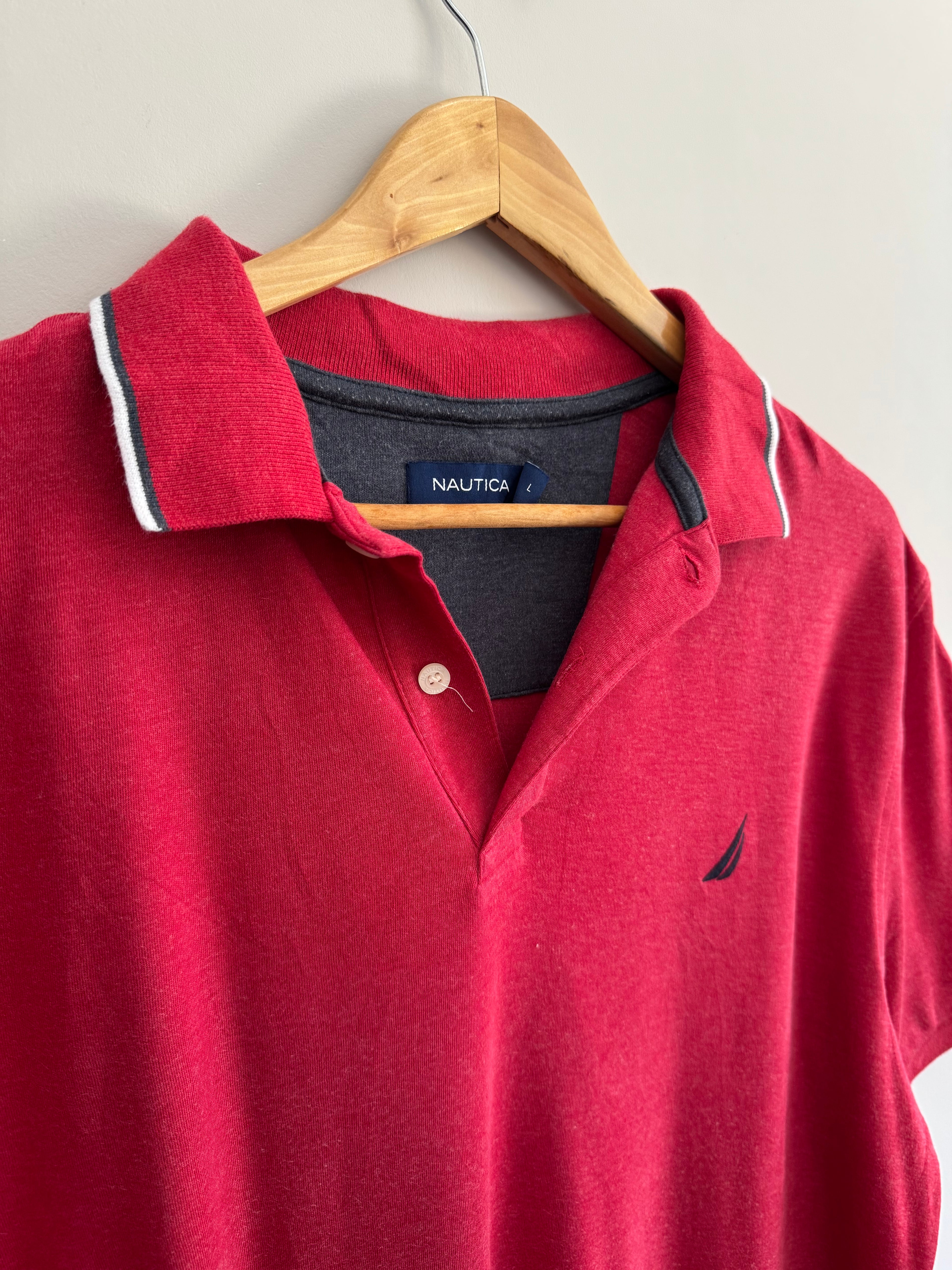 Nautica Tipped Collar Polo Shirt - L