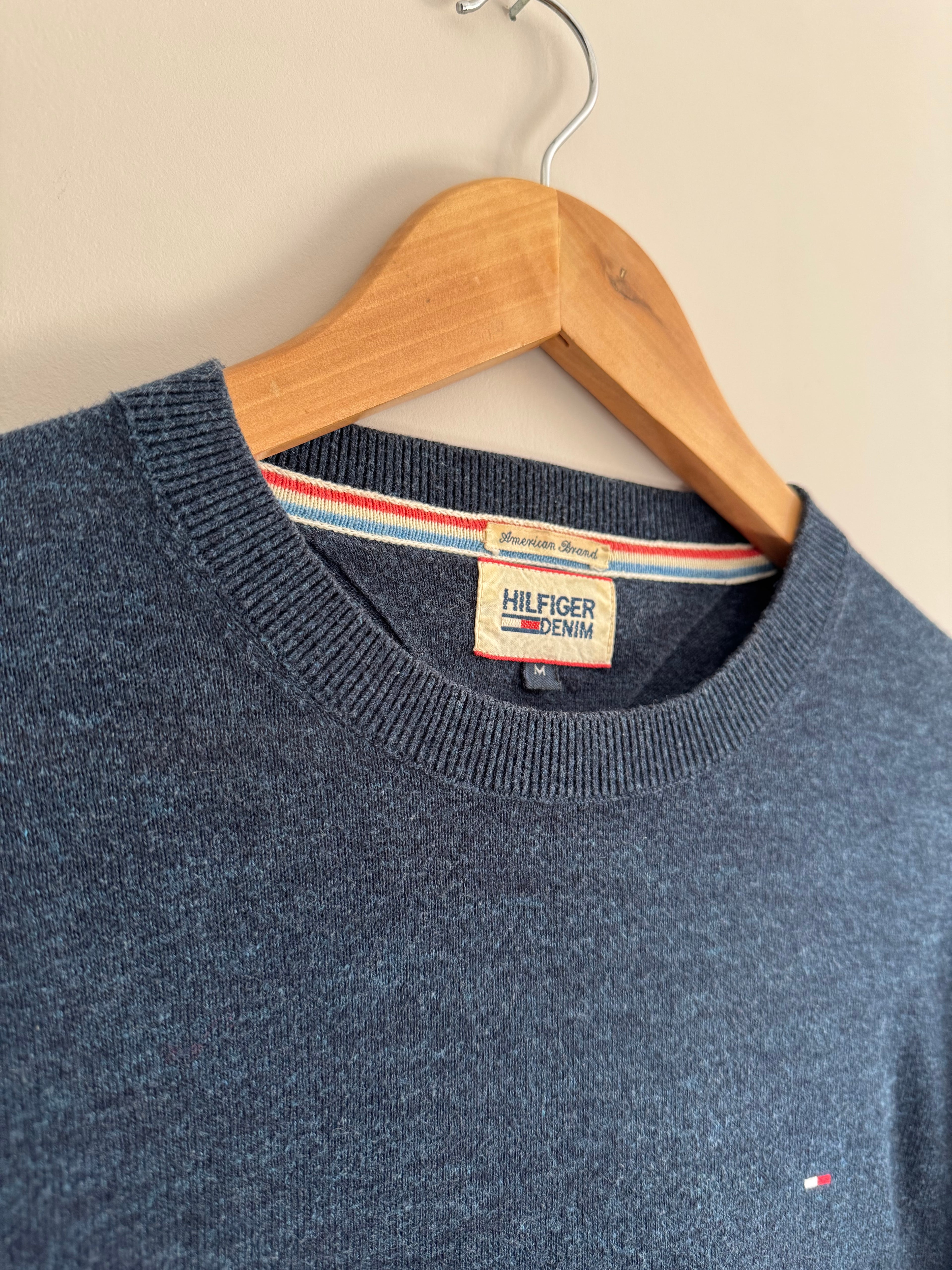 VINTAGE HILFIGER DENIM KNIT NAVY SWEATER - M