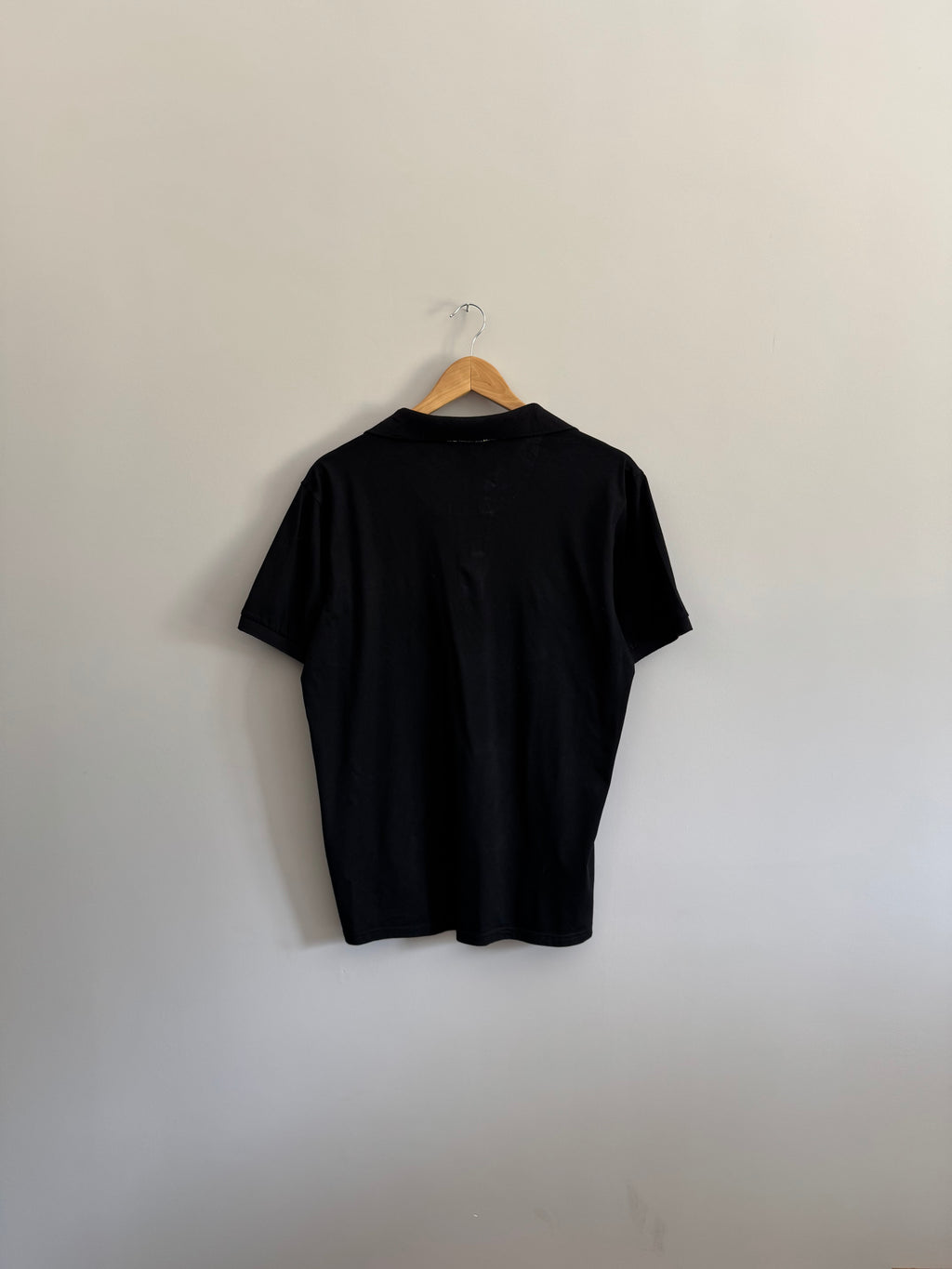Black Graffiti Print Collar Polo Shirt - M