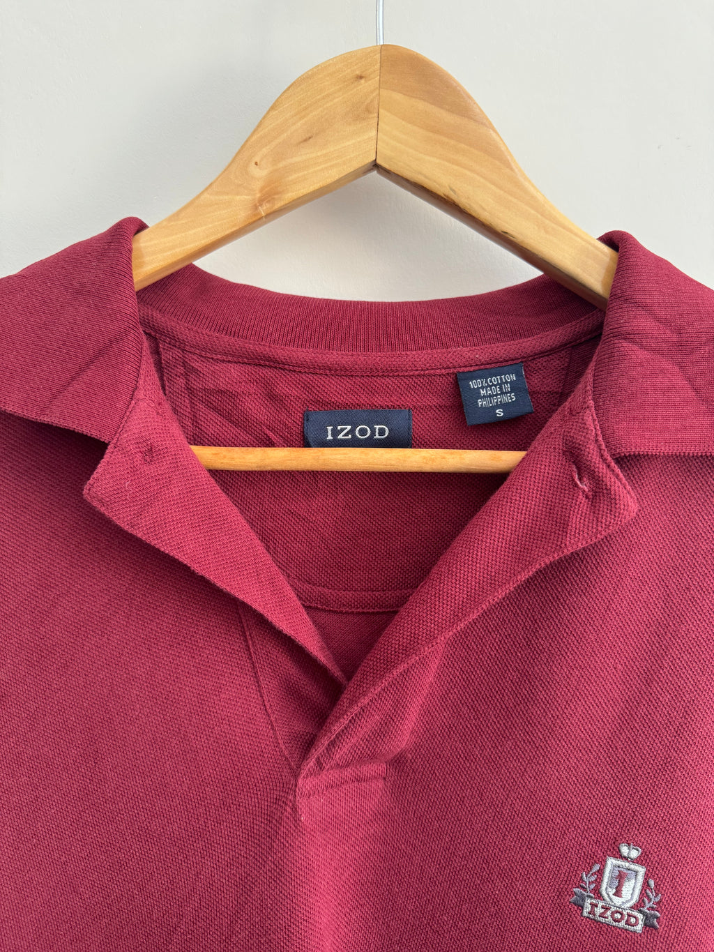Izod Crest Logo Polo Shirt - Burgundy - S