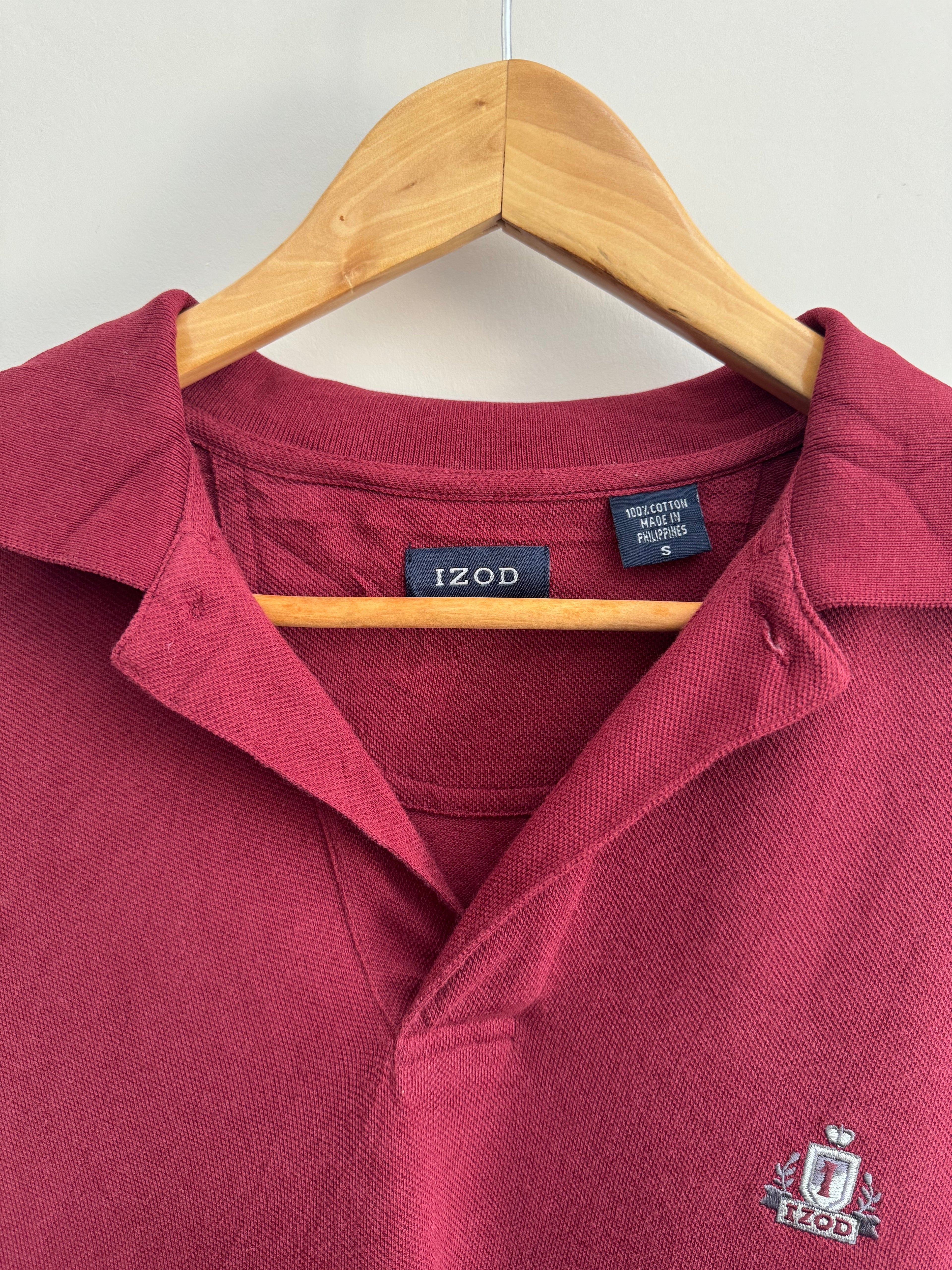 Izod Crest Logo Polo Shirt - Burgundy - S
