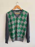 Fred Perry Argyle Knit V-Neck Sweater - S