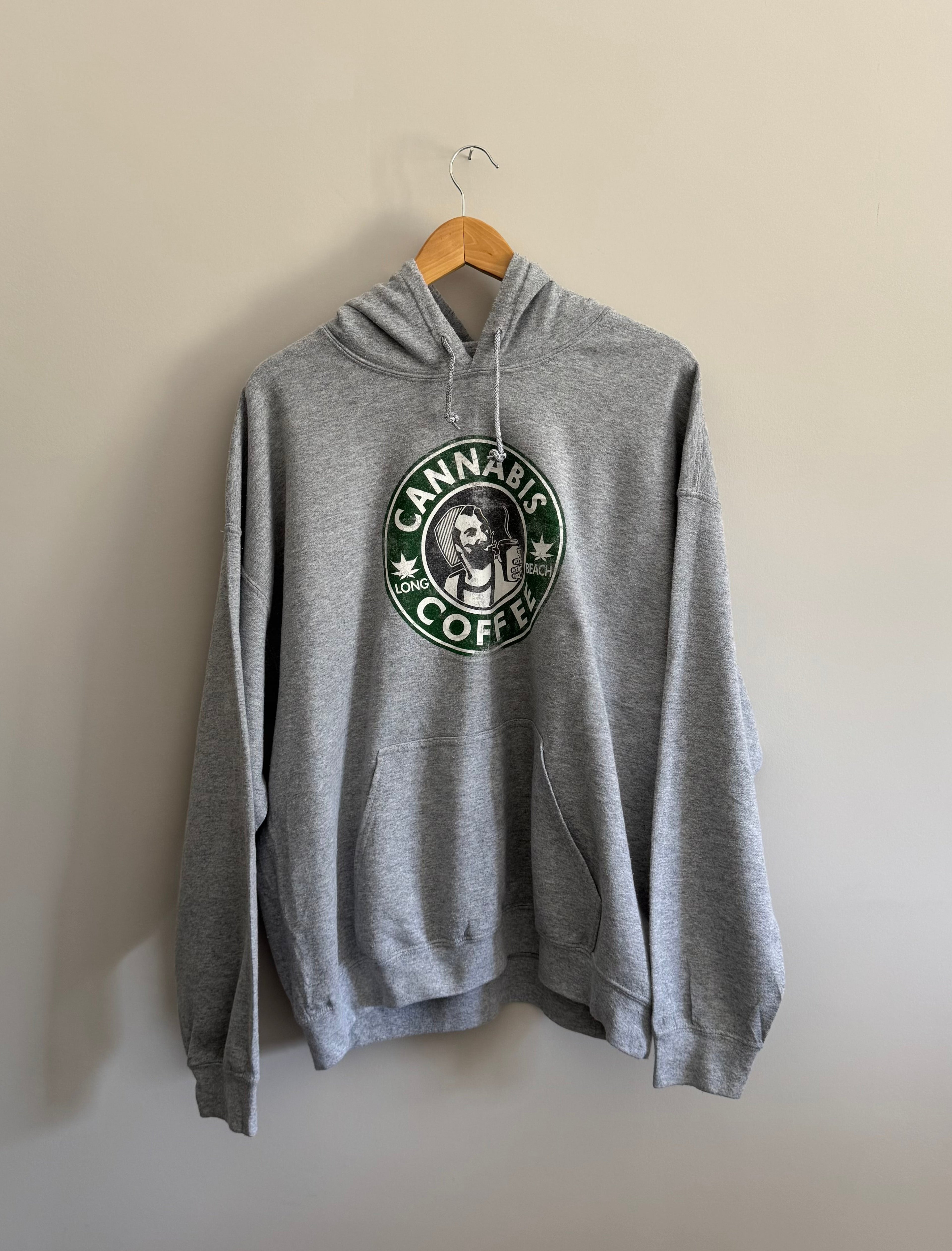 Oversized Cannabis Coffee Long Beach Graphic Hoodie - XL