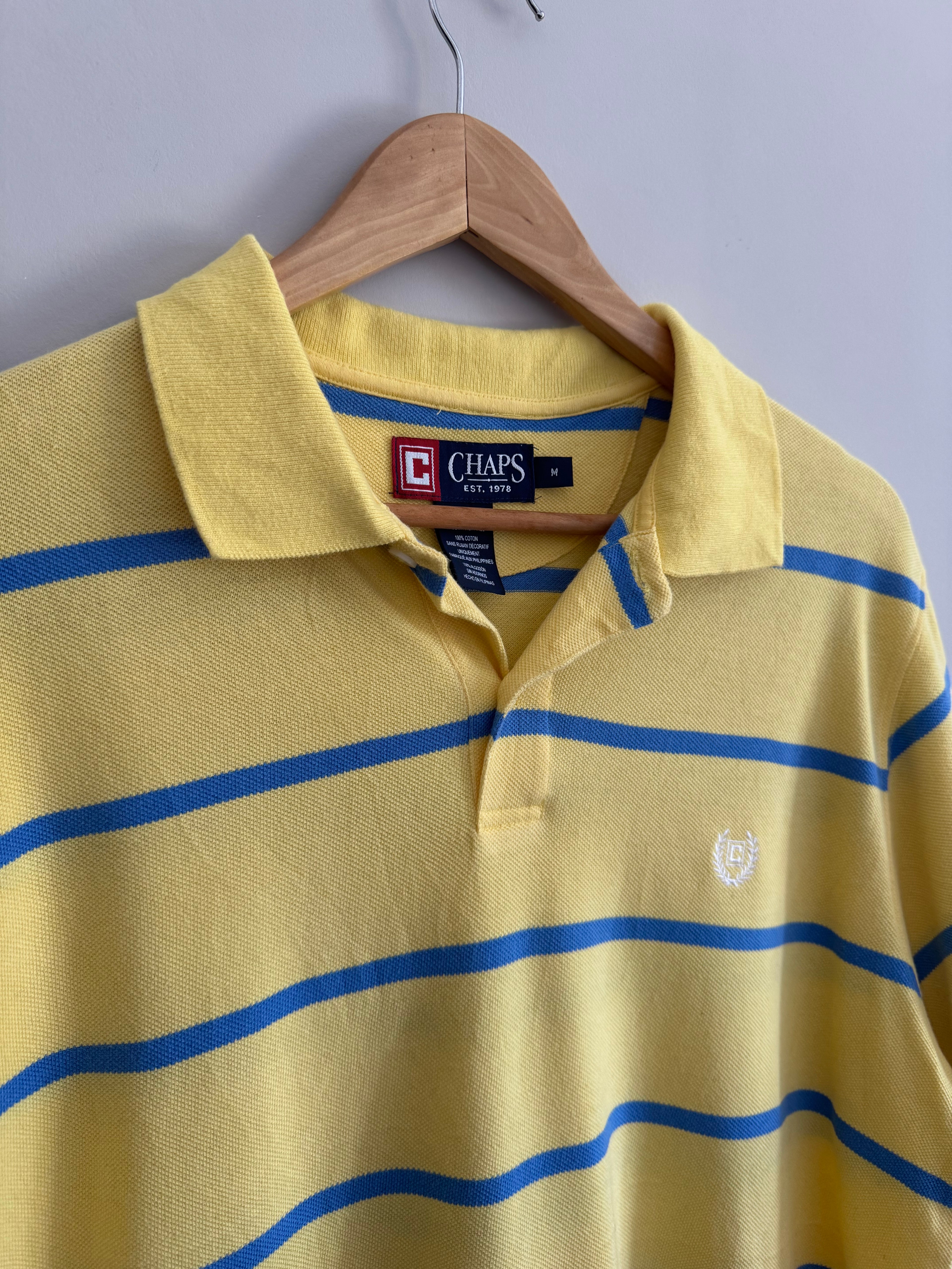 Vintage Chaps Striped Polo Shirt - M