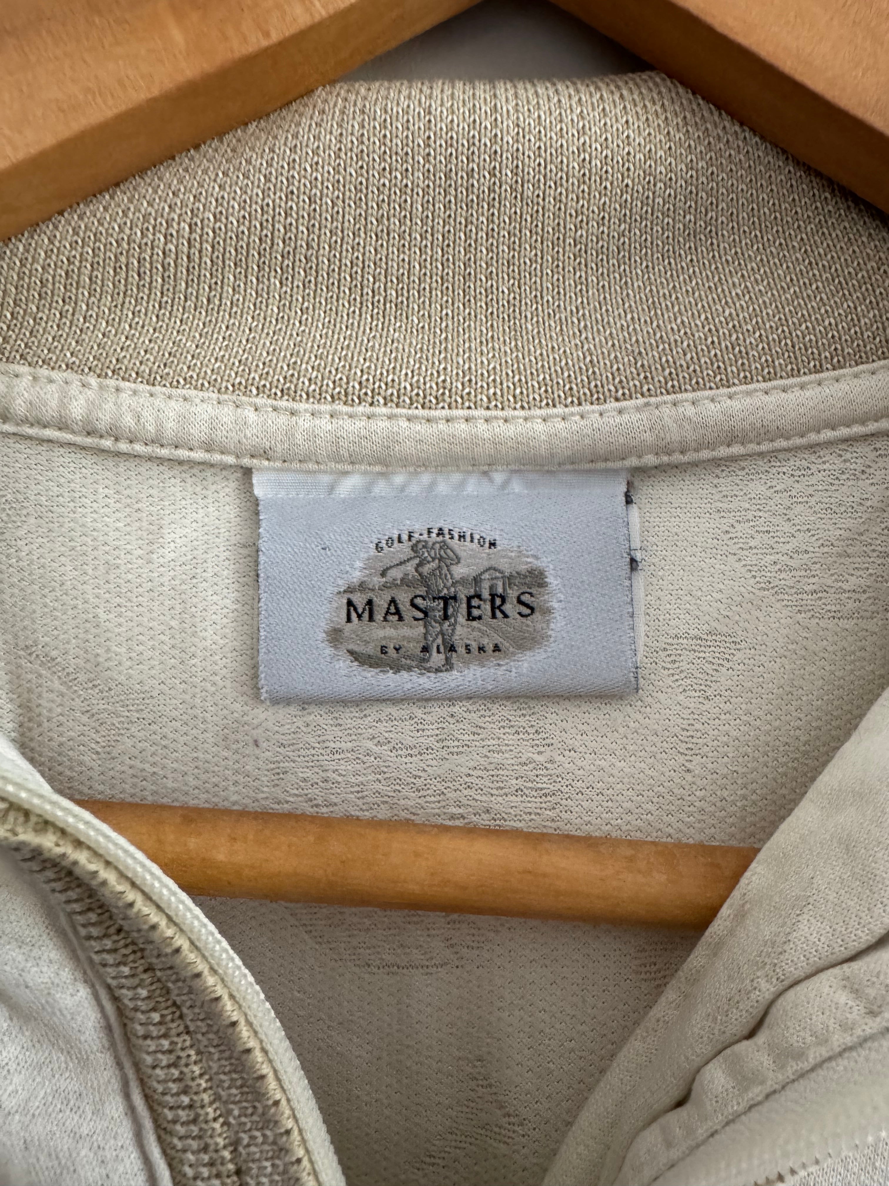 VINTAGE MASTERS BY ALASKA GOLF ZIP POLO - CREAM - L