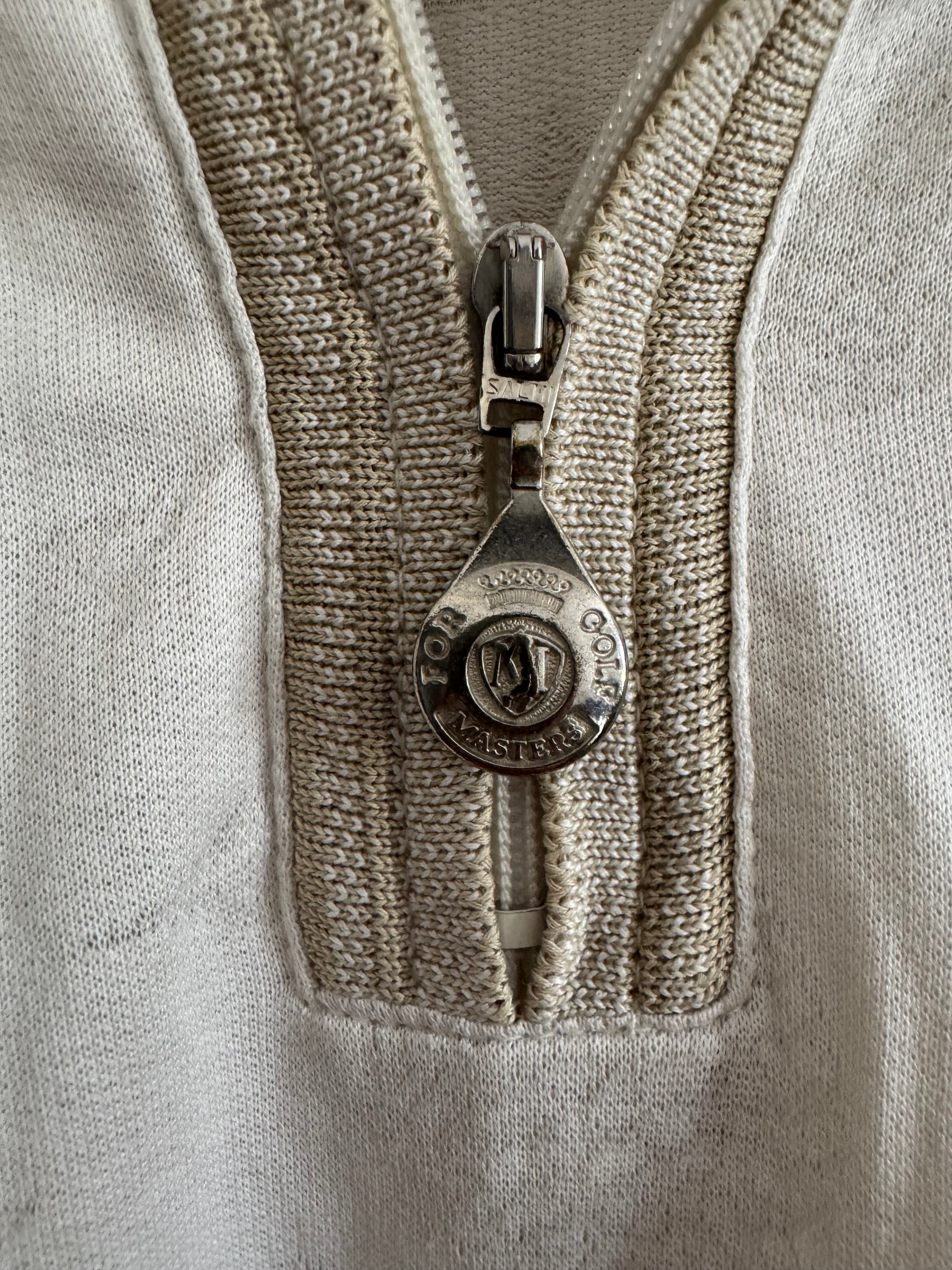 VINTAGE MASTERS BY ALASKA GOLF ZIP POLO - CREAM - L